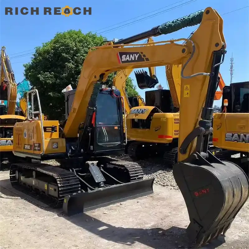 Bucket cylinder pin and lock on a used Sany 95C Pro excavator, low hours, high digging force