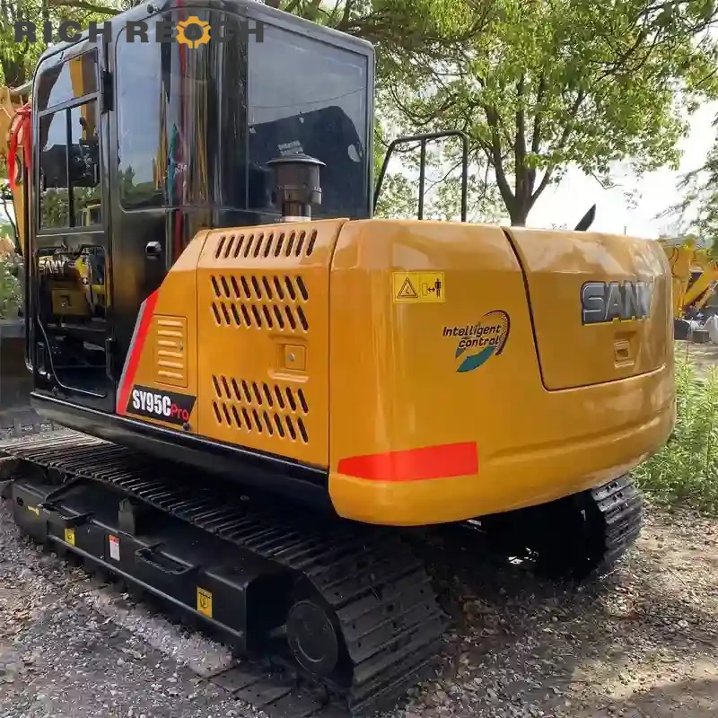 Reinforced front boom of a used Sany 95C Pro excavator for heavy-duty applications