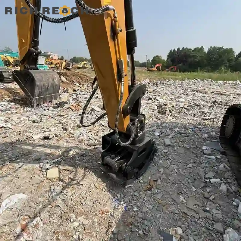 Left side view with long steel tracks of a used Sany 95C Pro excavator, low hours