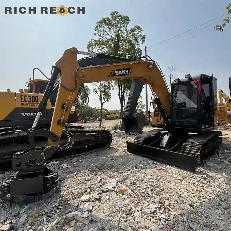 Cab monitor and auto idle system of a used Sany 95C Pro excavator with low hours