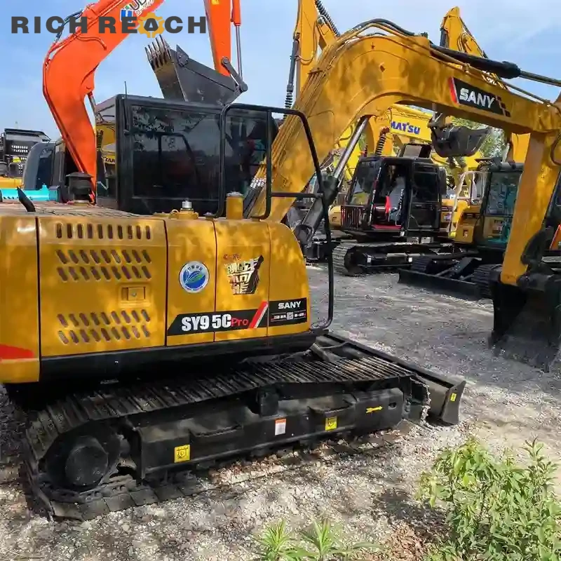 Sprocket and final drive of a used Sany 95C Pro excavator, low hours, minimal wear