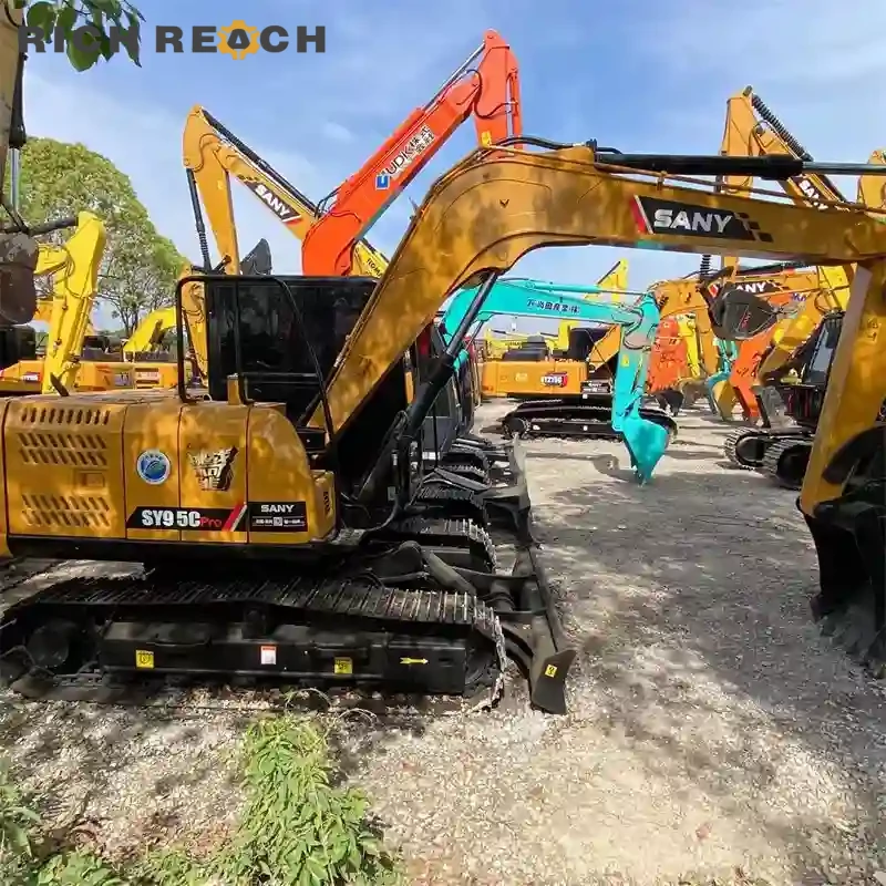 Track adjuster and idler wheel on a used Sany 95C Pro excavator