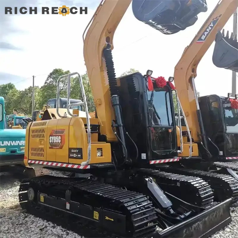 Bottom rollers and track guard of a used Sany 95C crawler excavator – low-hour machine for sale, best USD pricing from Richreach