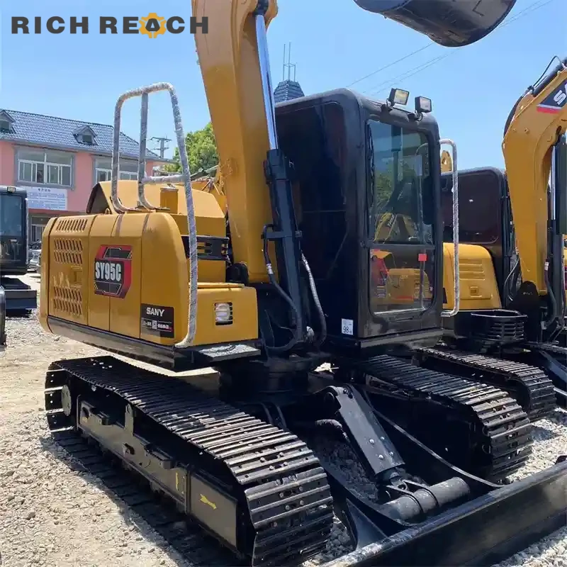 Bucket cylinder and guard on a used Sany 95C excavator – heavy-duty crawler excavator for sale, low hours, worldwide shipping