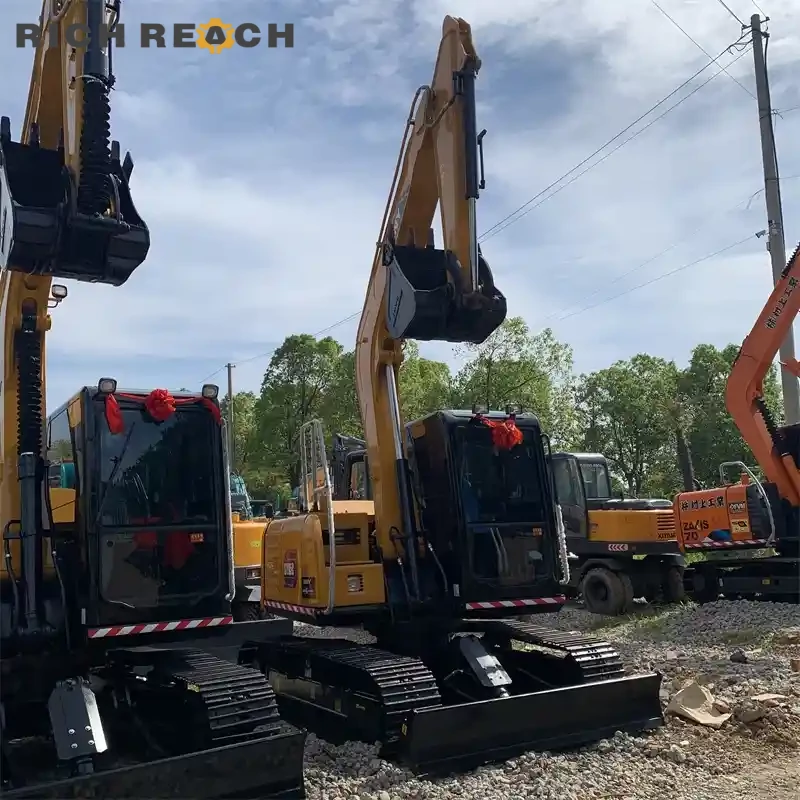 Engine bay, turbo and piping of a used Sany 95C excavator – low-hour machine, for sale, inspected and serviced by Richreach