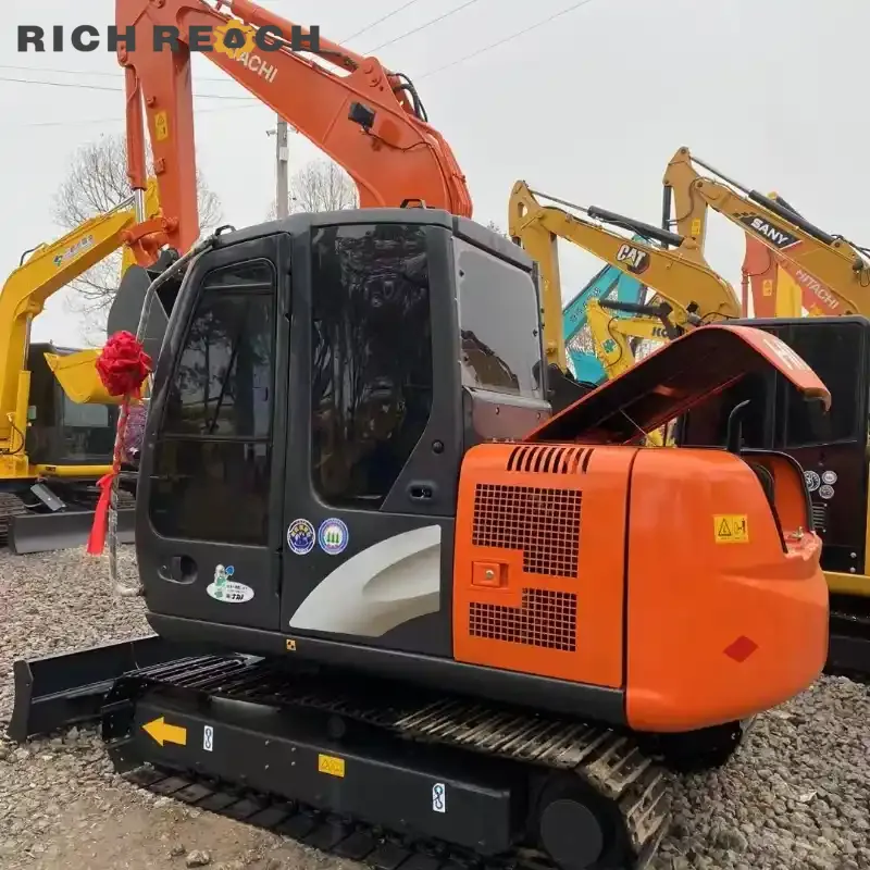 Serial number plate of a used Hitachi 60 excavator for sale – verify low hours and specs