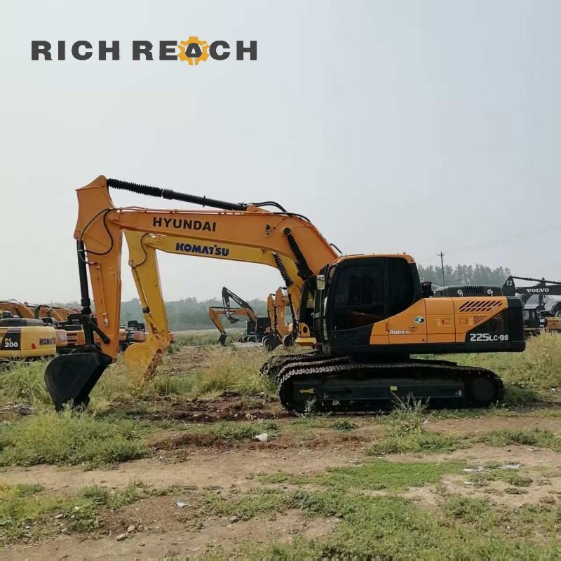 Hour meter display on a used 2025 Hyundai 225LC-9S excavator, low hours, $33,670 - Richreach
