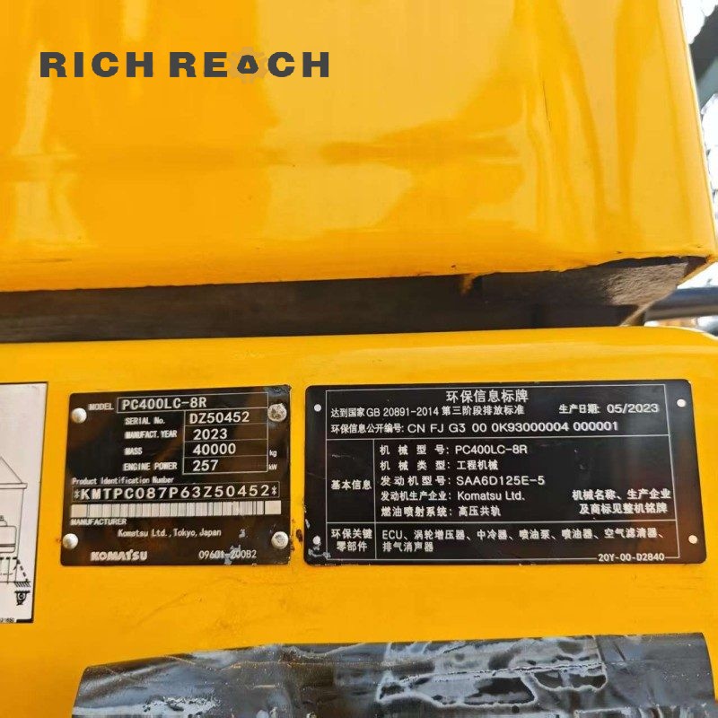 Left side view of a 2017 Komatsu PC400‑8 excavator with 2,300 hours, $45,833