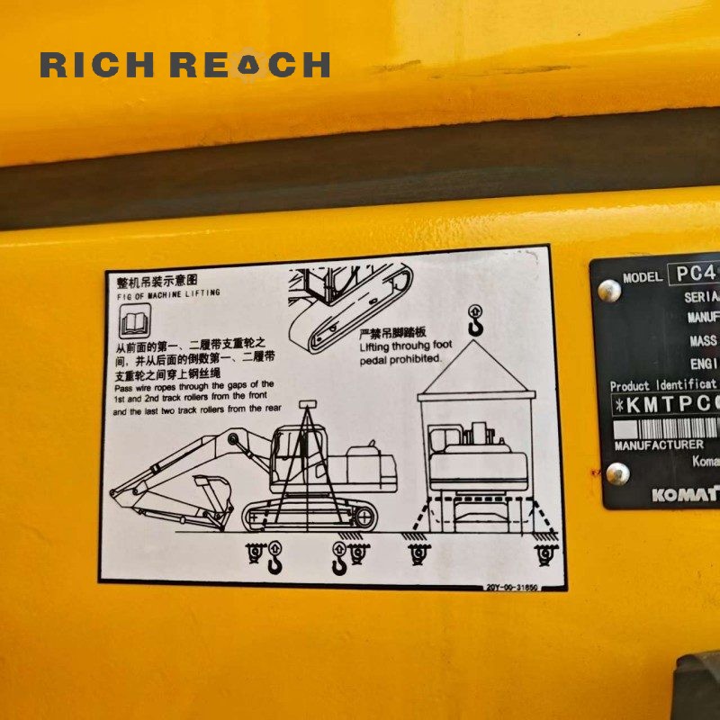 Right side view of a 2017 Komatsu PC400‑8 excavator with 2,300 hours, $45,833