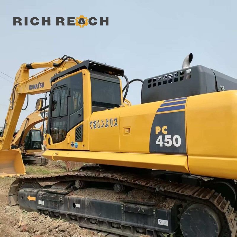 Front view of a used Komatsu PC450-2 hydraulic excavator – heavy duty 45-ton class, price on request