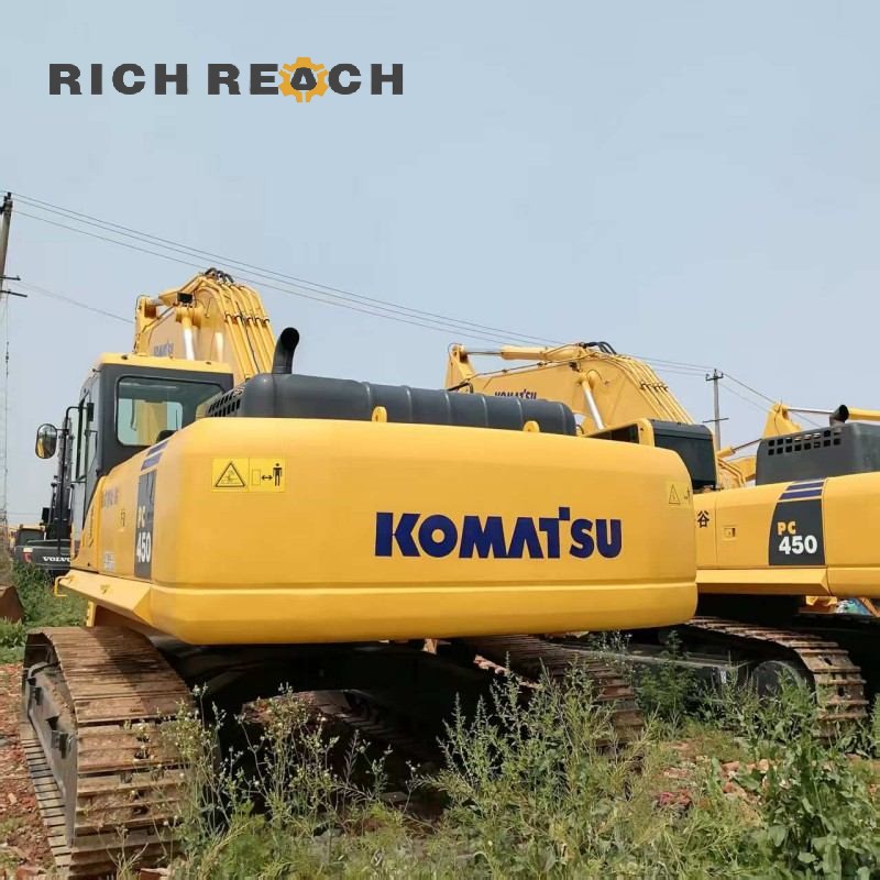 Right side view with boom and arm of a used Komatsu PC450-2 excavator – price on request, contact Richreach