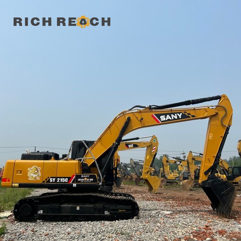 Left side profile of a 2023 SANY 215C excavator with low hours, $30,556