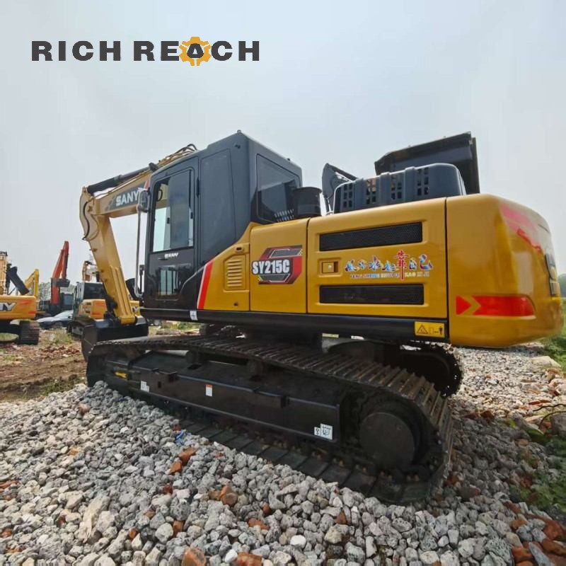 Engine bay and cooling system of a 2023 SANY 215C excavator, priced at $30,556