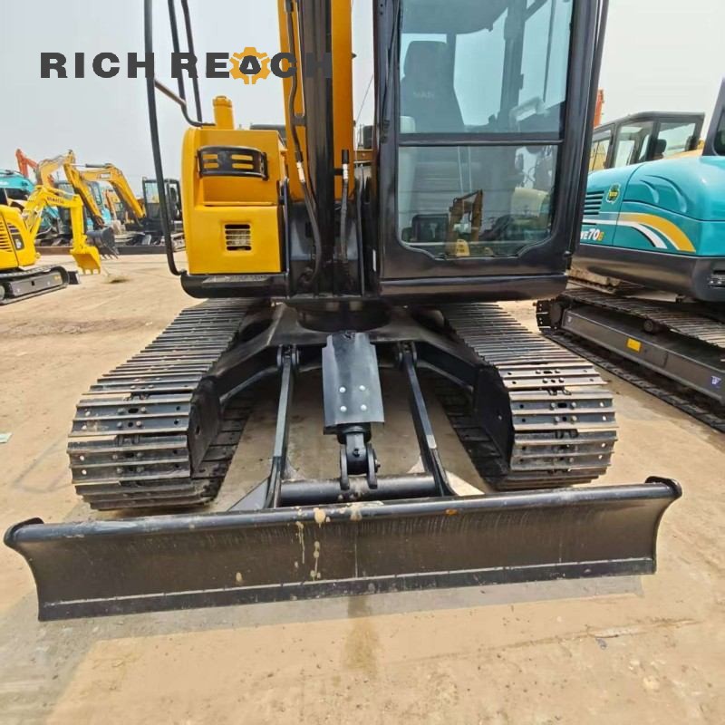 Right side view of a used SANY 75C Pro compact excavator demonstrating maneuverability, price on request