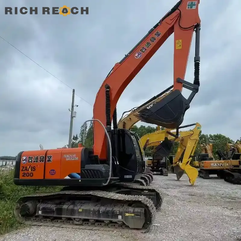 Undercarriage and tracks of used Hitachi 200 excavator for sale for stability on site
