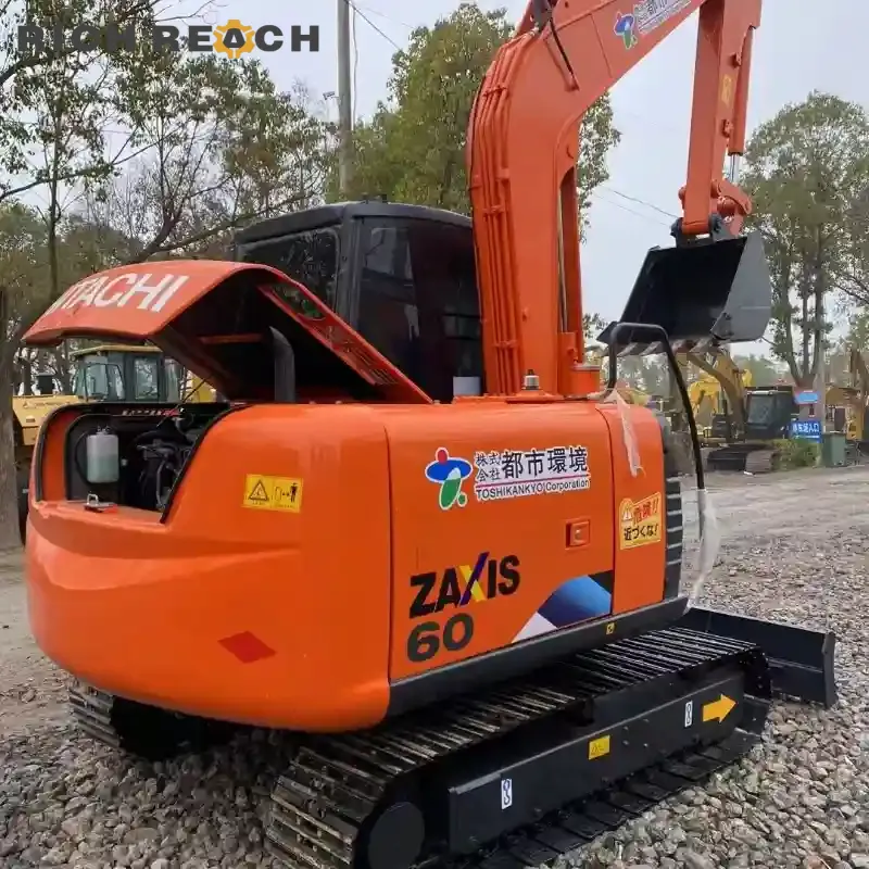 Hydraulic system of a used Hitachi 60 excavator – fully functional, low-hour machine for sale