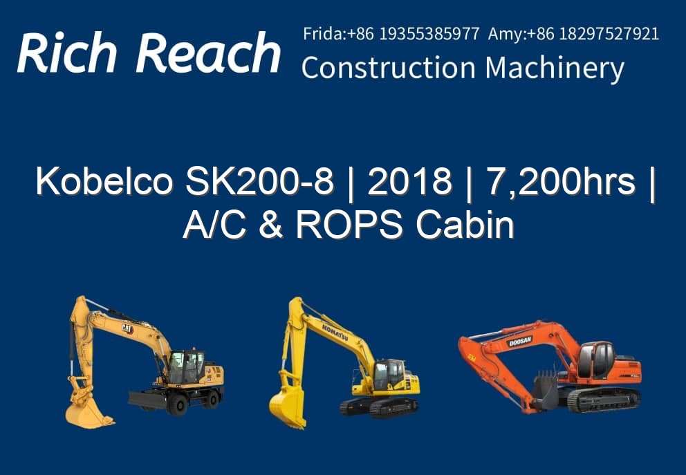 Kobelco SK200-8 | 2018 | 7,200hrs | A/C & ROPS Cabin